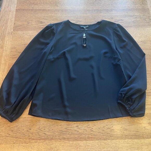 41 Hawthorn Black SMALL PETITE Key Hole Neck Long Sleeve Blouse Top 524 - Picture 1 of 2
